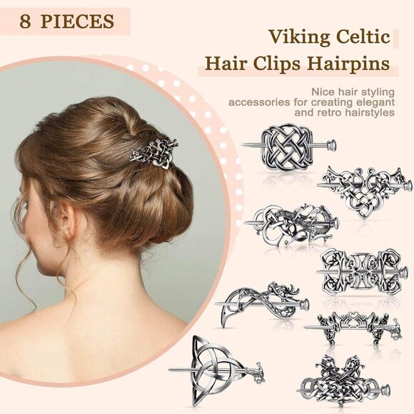 Hair Clips Silver Celtic Knot Hairpins Vintage Hair Accessories for Women Girls